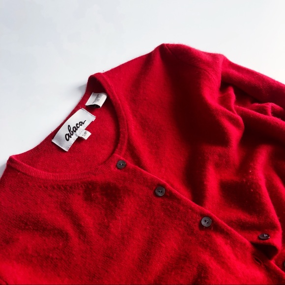 Red 100% Cashmere Cardigan Sweater - Picture 1 of 6